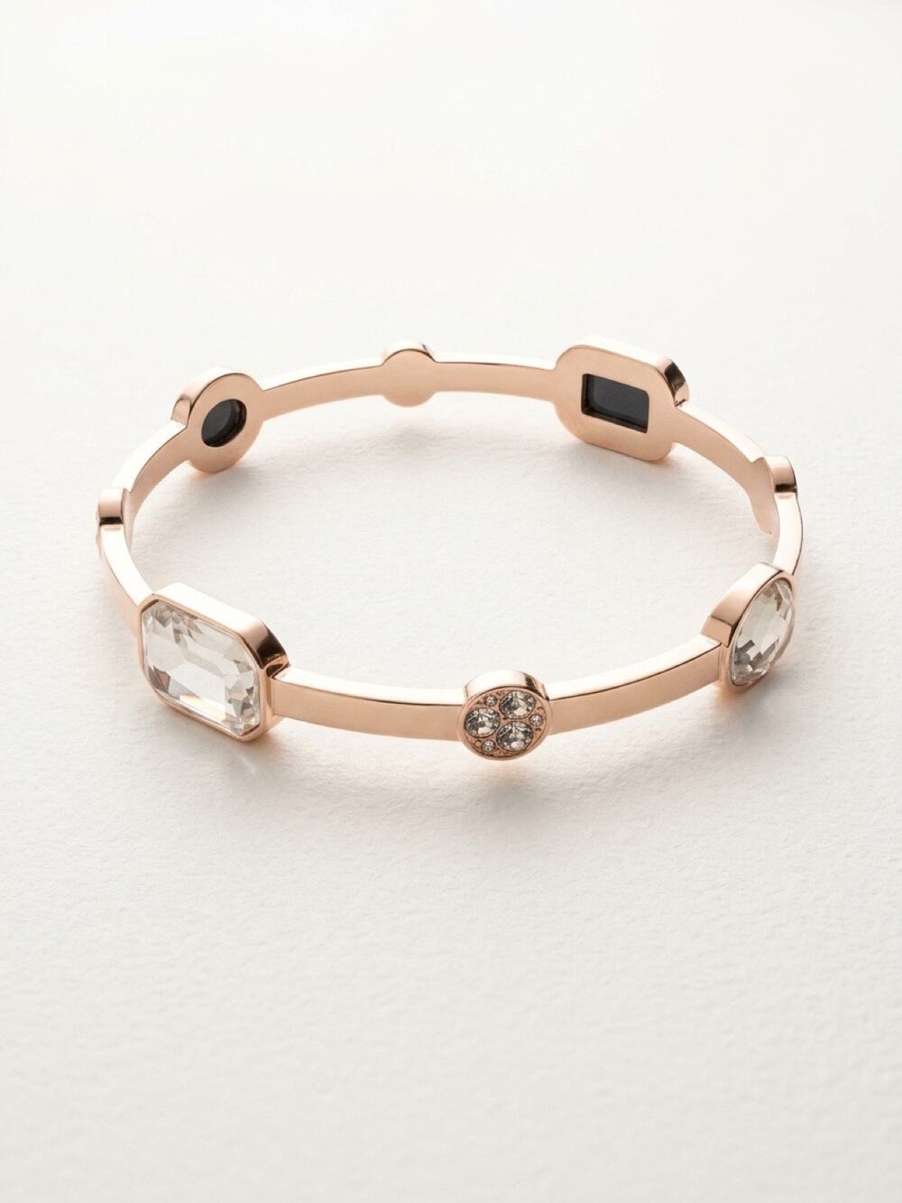 Gold Tone Rhinestone Bangle Bracelet | 2.6” Diameter